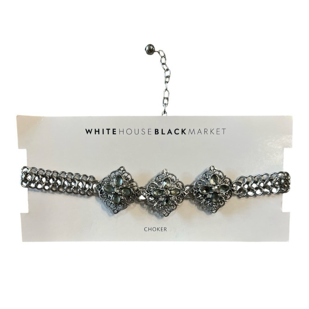 White House Black Market Silver Tone Statement Choker Necklace